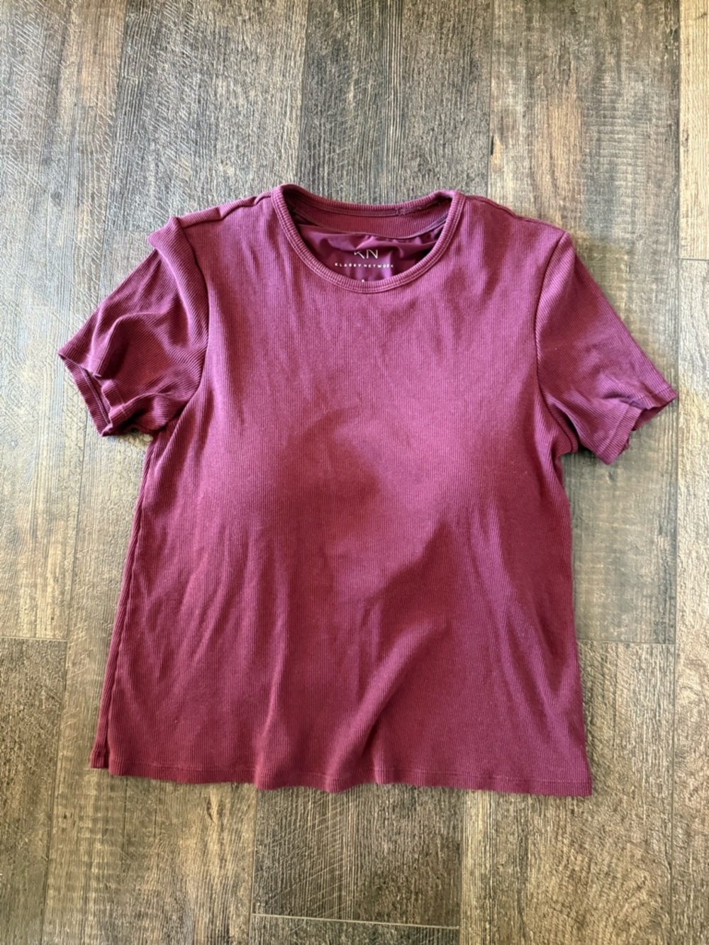 Klassy Network Braless Ribbed Tee | Maroon